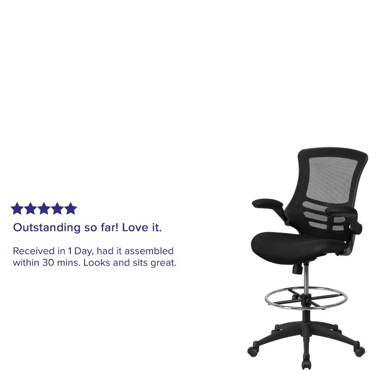 Archimedes Mid Back Ergonomic Drafting Chair with Adjustable Foot Ring and Flip Up Arms